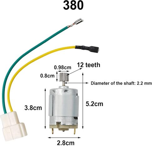 Kids Electric Car Motors for RS550 / RS390 / RS380 / RS555 Models, for 6V, 12V, and 24V Electric Cars, 10 Teeth Gear Motor for Ride On Car, High Torque 10000rpm ~ 23000rpm (380 6V 14000RPM) in Kuwait