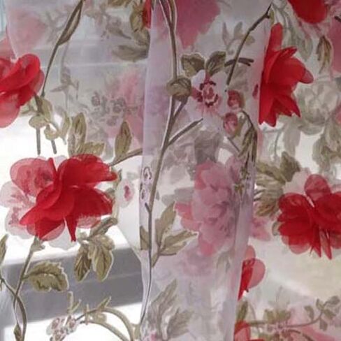 Tulle Fabric Roll 1 Yard Chiffon Flower Organza Lace Fabric for Backdrop Curtain Wedding Party Decoration Tulle Trim DIY Dress Costume in Saudi Arabia