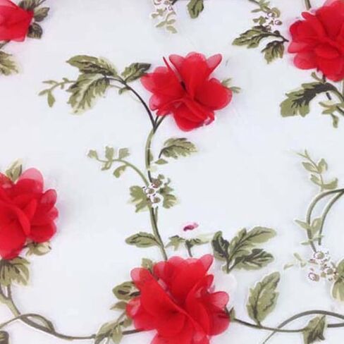 Tulle Fabric Roll 1 Yard Chiffon Flower Organza Lace Fabric for Backdrop Curtain Wedding Party Decoration Tulle Trim DIY Dress Costume in Saudi Arabia