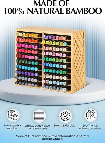 Bamboo Marker Organizer for Desk, Marker Storage Organizer for 140 Markers，Pens, Pencils and Art Brushes，Wooden marker holder for Home, Classroom and Office Decor,Bamboo in Saudi Arabia