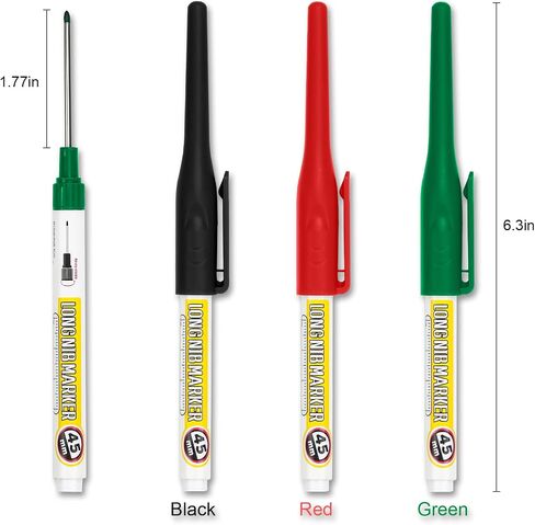 أقلام علامات NIB الطويلة ، 3pcs 1.18 بوصة علامات ثقب عميق طويلة الأنف ، دائمة سريعة الجافة مقاومة للماء طويلة العلامة العميقة للبلاط المعدني في البناء ، 3 ألوان مجموعة ، أسود/أحمر/أخضر in Saudi Arabia