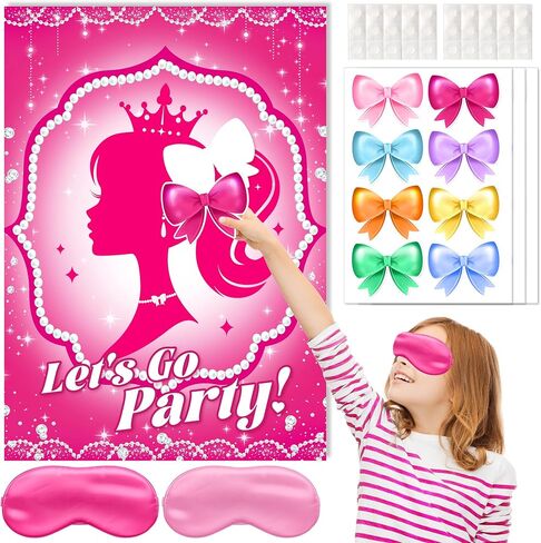 اللوازم الحزبية الحزبية للبنات الوردي ، دبوس ملصق القوس على رأسه ، لعبة Pink Girl Princess Party ، ملصق كبير مع ملصقات القوس 24pcs لعيد ميلاد الأطفال (Parchly Pink) in Saudi Arabia