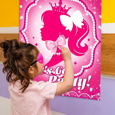 اللوازم الحزبية الحزبية للبنات الوردي ، دبوس ملصق القوس على رأسه ، لعبة Pink Girl Princess Party ، ملصق كبير مع ملصقات القوس 24pcs لعيد ميلاد الأطفال (Parchly Pink) in Saudi Arabia