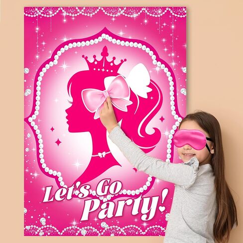 اللوازم الحزبية الحزبية للبنات الوردي ، دبوس ملصق القوس على رأسه ، لعبة Pink Girl Princess Party ، ملصق كبير مع ملصقات القوس 24pcs لعيد ميلاد الأطفال (Parchly Pink) in Saudi Arabia