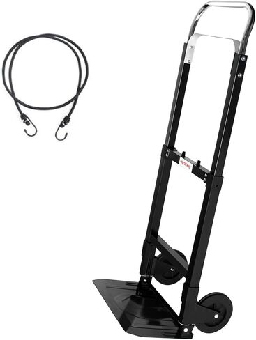 LEADALLWAY Foldable Hand Truck 220lbs Capacity, Heavy Duty Steel Collapsible Utility Cart with TPR Wheels & Free Bungee Cord, Portable Dolly for Home/Office/Warehouse in Saudi Arabia