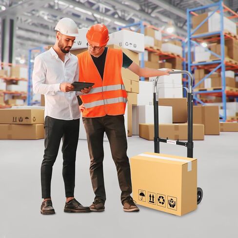 LEADALLWAY Foldable Hand Truck 220lbs Capacity, Heavy Duty Steel Collapsible Utility Cart with TPR Wheels & Free Bungee Cord, Portable Dolly for Home/Office/Warehouse in Saudi Arabia