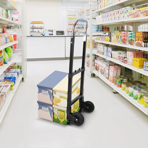 LEADALLWAY Foldable Hand Truck 220lbs Capacity, Heavy Duty Steel Collapsible Utility Cart with TPR Wheels & Free Bungee Cord, Portable Dolly for Home/Office/Warehouse in Saudi Arabia