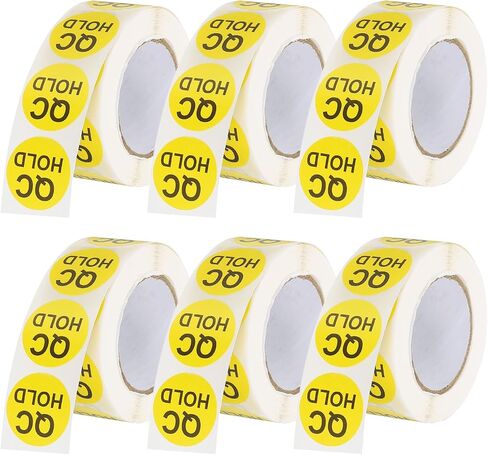 PATIKIL 1" QC Hold Labels, 4 Roll/2000 Pcs Inventory Quality Control Stickers Round Warehouse Management Organization Labels for Shipping Manufacturing Inspection, Yellow in Saudi Arabia