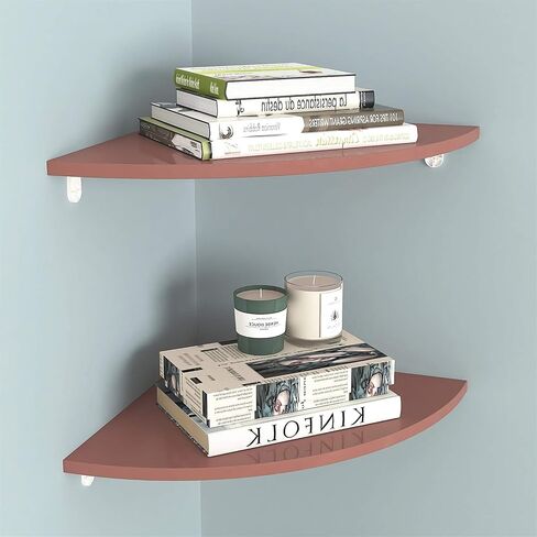 standing bookcase Set of 2 Corner Wall Shelves Bookshelves PVC Floating Corner Shelf Wall-Mounted Storage Rack for Bathroom, Bedroom, Living Room, Kitchen, Office and More, Brown Desktop book stand(30 in Saudi Arabia