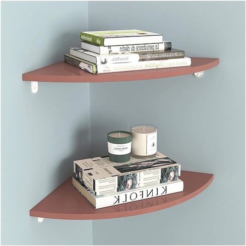 standing bookcase Set of 2 Corner Wall Shelves Bookshelves PVC Floating Corner Shelf Wall-Mounted Storage Rack for Bathroom, Bedroom, Living Room, Kitchen, Office and More, Brown Desktop book stand(30 in Saudi Arabia