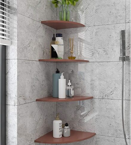 standing bookcase Set of 2 Corner Wall Shelves Bookshelves PVC Floating Corner Shelf Wall-Mounted Storage Rack for Bathroom, Bedroom, Living Room, Kitchen, Office and More, Brown Desktop book stand(30 in Saudi Arabia