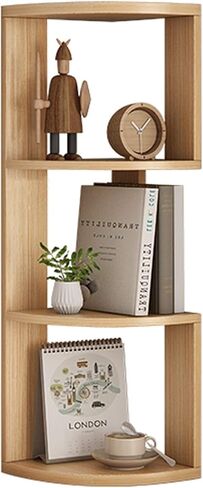 الكتب الدائمة Wood Wood Corner Corner Desktop Corner Grand Rescor Storage Rack ، رف الكتب للمنزل ، المكتب ، المطبخ ， حامل سطح المكتب الطبيعي (A) in Kuwait
