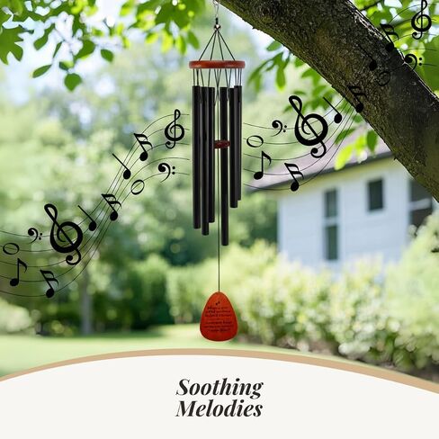 Pet Memorial Wind Chimes for Loss of Dog & Cat Passed Away Remembrance Gift with Sympathy Card for Grieving Pet Owners Paw Print Design with Memorial Poem (Black) in Kuwait