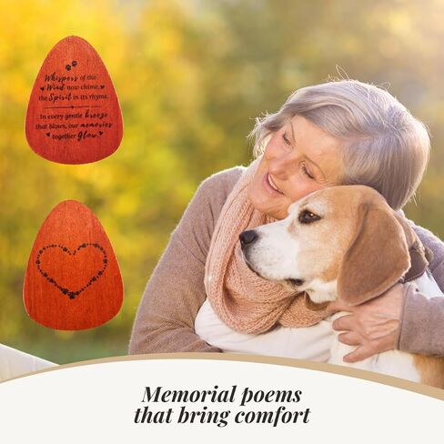 Pet Memorial Wind Chimes for Loss of Dog & Cat Passed Away Remembrance Gift with Sympathy Card for Grieving Pet Owners Paw Print Design with Memorial Poem (Black) in Kuwait