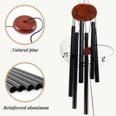 Pet Memorial Wind Chimes for Loss of Dog & Cat Passed Away Remembrance Gift with Sympathy Card for Grieving Pet Owners Paw Print Design with Memorial Poem (Black) in Kuwait