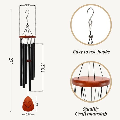 Pet Memorial Wind Chimes for Loss of Dog & Cat Passed Away Remembrance Gift with Sympathy Card for Grieving Pet Owners Paw Print Design with Memorial Poem (Black) in Kuwait