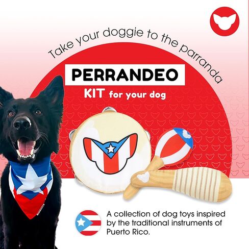 Squeaky Pet Toys | Puerto Rican Instrument-Inspired Perrandeo Kit – 3-Pack Pet Toys for Dogs and Cats | Durable & Engaging for All-Day Play | 9"H x 7"W in Saudi Arabia