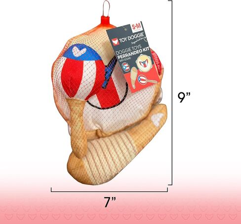 Squeaky Pet Toys | Puerto Rican Instrument-Inspired Perrandeo Kit – 3-Pack Pet Toys for Dogs and Cats | Durable & Engaging for All-Day Play | 9"H x 7"W in Saudi Arabia