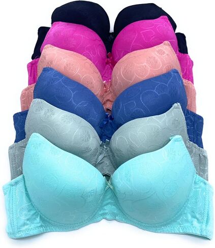 6 Piecec Full Cup/Demi Wired Gentle Pushup Push Up Bra B/C 34C in Saudi Arabia