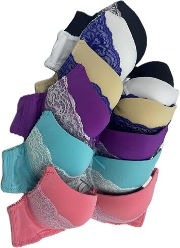 6 Piecec Full Cup/Demi Wired Gentle Pushup Push Up Bra B/C 34C in Saudi Arabia