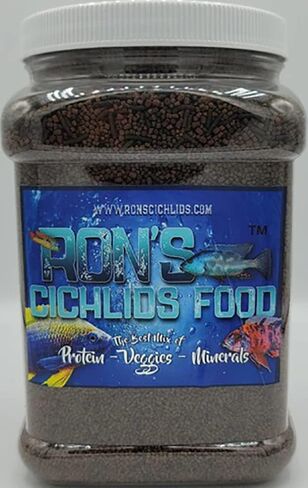 RON'S CICHLIDS African Cichlid Fish Food, Premium Tropical Fish Food Pellets with Protein, Veggies & Fruits for Healthier, Brighter & Bigger Tropical Fish & Cleaner Tanks, Mbuna Blend, 1 LB in Saudi Arabia