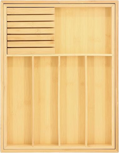 Elama Bamboo Wood Wood Armer Translier Tranizer ، تخزين أواني ، تخزين درج المكتب (صينية قابلة للتوسيع) in Kuwait