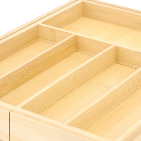 Elama Bamboo Wood Wood Armer Translier Tranizer ، تخزين أواني ، تخزين درج المكتب (صينية قابلة للتوسيع) in Kuwait