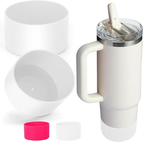 2PCS Diamond Glitter Silicone Boot for Stanley Cup 30oz 40oz Tumbler & for simple modern 40oz Boot -Pink Decoration for Stanley Cup Accessories, 2.8-2.9 inch Base Bottles Bling Anti-Slip Sleeve Cover in Saudi Arabia