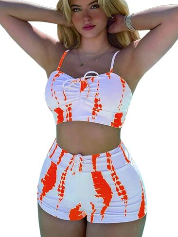 SHENHE Women's Tie Dye Bathing Suit Drawstring High Waisted Bikini Sets Swimsuit Black Solid Small in Saudi Arabia