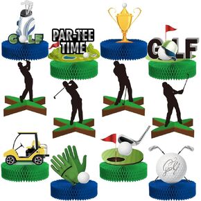 12 Pieces Golf Party Decorations Honeycomb Centerpieces Birthday Retirement Sports Theme Supplies for Boys Men Baby Shower Par-Tee Time
