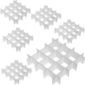 KINJOEK 48 PCS DIY Drawer Divider Organizers, Adjustable Plastic Desk Drawer Separators for Organizing Drawers Desktop, 48 White