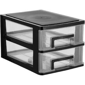 SAFIGLE 3 Layer Plastic Stackable Storage Drawer: Small Drawer-Type Desk Organizer Boxes for Home, Office, Craft Supplies - 11inch Acrylic Stackable Storage Bins to Space-Saving(White, Medium 3Drawer)