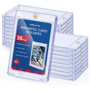 JARLINK 30ct Magnetic Card Holder, 35pt One Touch Card Holder for Trading Cards, Magnetic Card Case with U-V Protection, Hard Plastic Card Protectors for Baseball, Game, Sports Cards