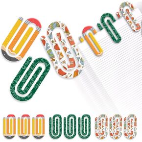 (9 Pcs) Acrylic Paper Clips Jumbo Paper Clips 4x2 Teacher Appreciation Gift, Back to School Supplies, 3 Designs for School Classroom Stationery Office, Home Decor, Gift for Book Lovers