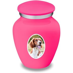 Embrace Keepsake Portrait Urns for Pet Ashes, Cremation Urns for Pets, Vault with Custom Engraving I Pet urn with UV Printed Photo (Charcoal)