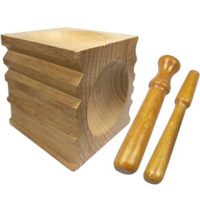 Wood Forming Block Grooved with 4 Spheres Dapping Punch Set Wooden with 2 Punch