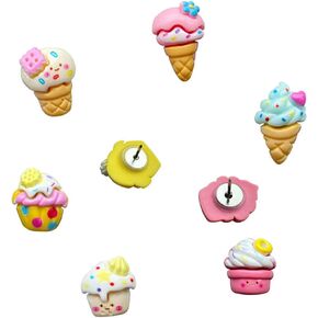 50Pcs ice Cream thumbtack Cute Thumb thumbtack Wall thumbtack Used for Office, Home Soft Wood Board, Photo Wall Decoration thumbtack
