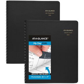 AT-A-GLANCE 2026 Appointment Book Planner, Daily, 8" x 11", Large, Two Person Group, Black (702220526)