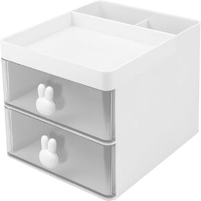 3 Layers Plastic Storage Bins with Drawers Transparent Desk Storage Containers Plastic Makeup Organizer for Home Office Craft Cosmetics Sundries（Blue）