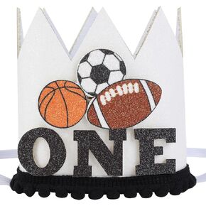 1st Sports Birthday Hat for Girls and Boys, 1st Birthday Crown Hat for Sports Themed First Birthday Party Decorations Supplies