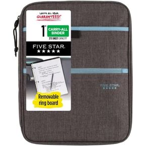 Five Star Carry-All Zipper Binder: 1 in. / 375 Sheet Capacity (Grey)