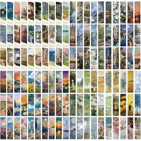 120 Pieces Famous Art Oil Paintings Van Gogh Monet Bulk Bookmarks Page Markers Bookish Women Book Reading Lovers Cute Aesthetic Art Work Cards for Book Accessories Children Students School Reward Gift