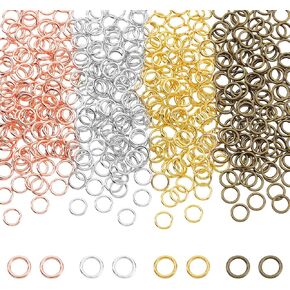 AHANDMAKER 800Pcs 4 Colors Closed Jump Rings, 18 Gauge 6mm Diameter Round Metal Ring Small Soldered Charms Connector Loops for Jewelry Making DIY Necklaces Bracelets Earrings Keychains Crafts