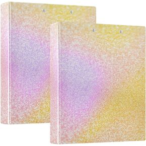 Christmas Orange Glitter Sparkle Shiny Round Ring Binders 1.5 Inch 3 Ring Binder with Clipboard Holds 200 Sheets Office Home School
