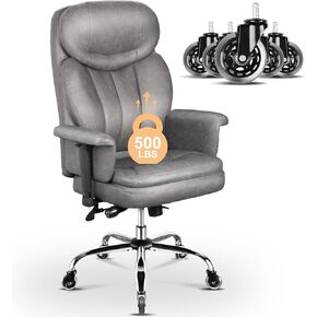 500 lbs Big and Tall Office Chair for Heavy People, Heavy Duty Ergonomic Executive Chair with Adjustable Lumbar Support and Wide Seat