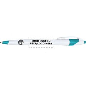 DISCOUNT PROMOS Custom Slim Curvy Ballpoint Pens Set of 100, Personalized Bulk Pack - Black Ink, Retractable, Great for Office, School, Tradeshows - Black