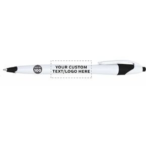 DISCOUNT PROMOS Custom Slim Curvy Ballpoint Pens Set of 100, Personalized Bulk Pack - Black Ink, Retractable, Great for Office, School, Tradeshows - Black in Kuwait