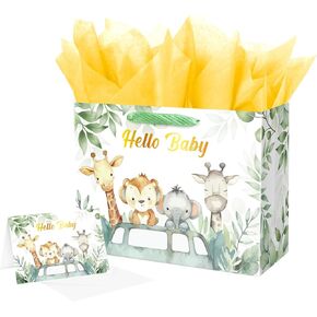 ysmile Gift Bag for Baby Shower Animal Design for Baby Boy Girl Birthday Newborwn 12.6"