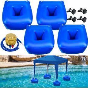 Inflatable Canopy Float Kit, 18 x 18 x 10 Inch Blue Shade Floating Kit Thick PVC Floating Pool Canopy Kit Pool Shade Floats Accessories with Air Pump for Outdoor Pools Lakes, Canopy is not Included