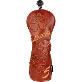 Golf Headcovers Golf Club Head Covers Four Leaf Clover Good Luck Charm - Clover Style Premium Leather Driver Fairway(FW) Wood Hybrid(UT) with Number Tags